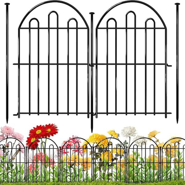 28ft L x 17in H Black Metal No Dig Fencing Installation Garden Animal Barrier Fence Edging Rustproof 26-Pack
