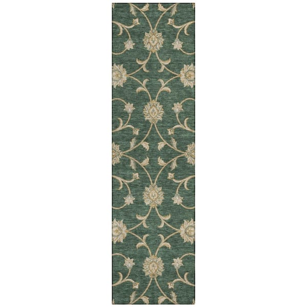Chantille Machine Washable Indoor/Outdoor Abstract ACN3079 Emerald 2 ft. x 7 ft. Runner Rug