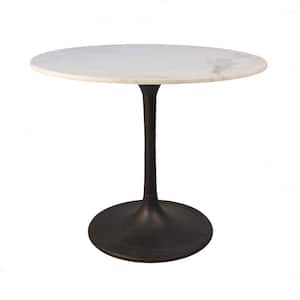 36 in. Enzo Black Round Marble Top Dining Table