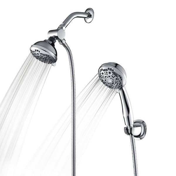 Fapully Rain Shower Head - High Pressure Handheld Showerhead and Rain Showerhead Combo with 7 Spray Setting in Chrome