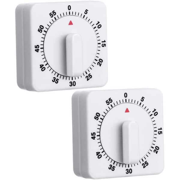 60 Minute Pure Color Visual Mechanical Timer with Loud Bell for Kitchen Homework Exercise Office 2 Pieces