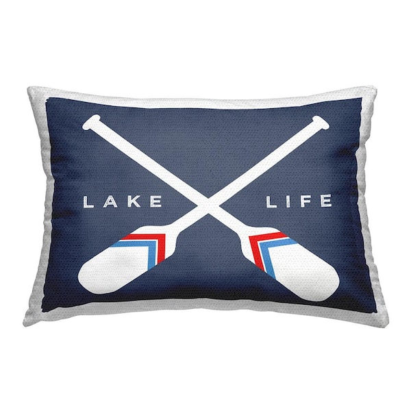 Stupell Industries Blue Lake Life Oars Blue Rectangular Outdoor Throw Pillow