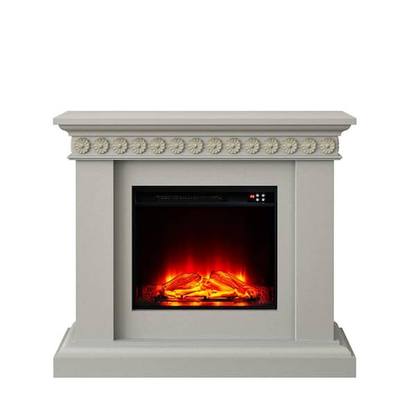 46 in. Freestanding Electric Fireplace in Light Gray