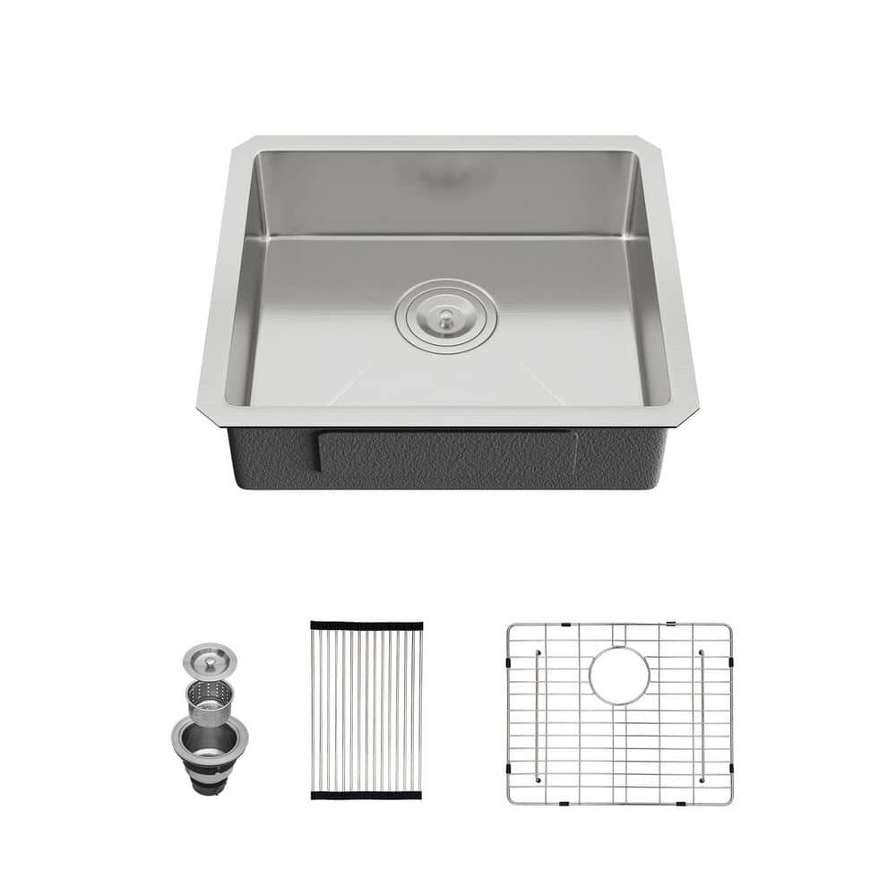 18 in. Undermount Single Bowl 16 Gauge Brushed Stainless Steel ADA Kitchen Sink with Bottom Grid price history on PriceWatchPro