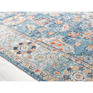 Deya Collection Blue 2'7" x 8'1" Residential Indoor-Outdoor Runner