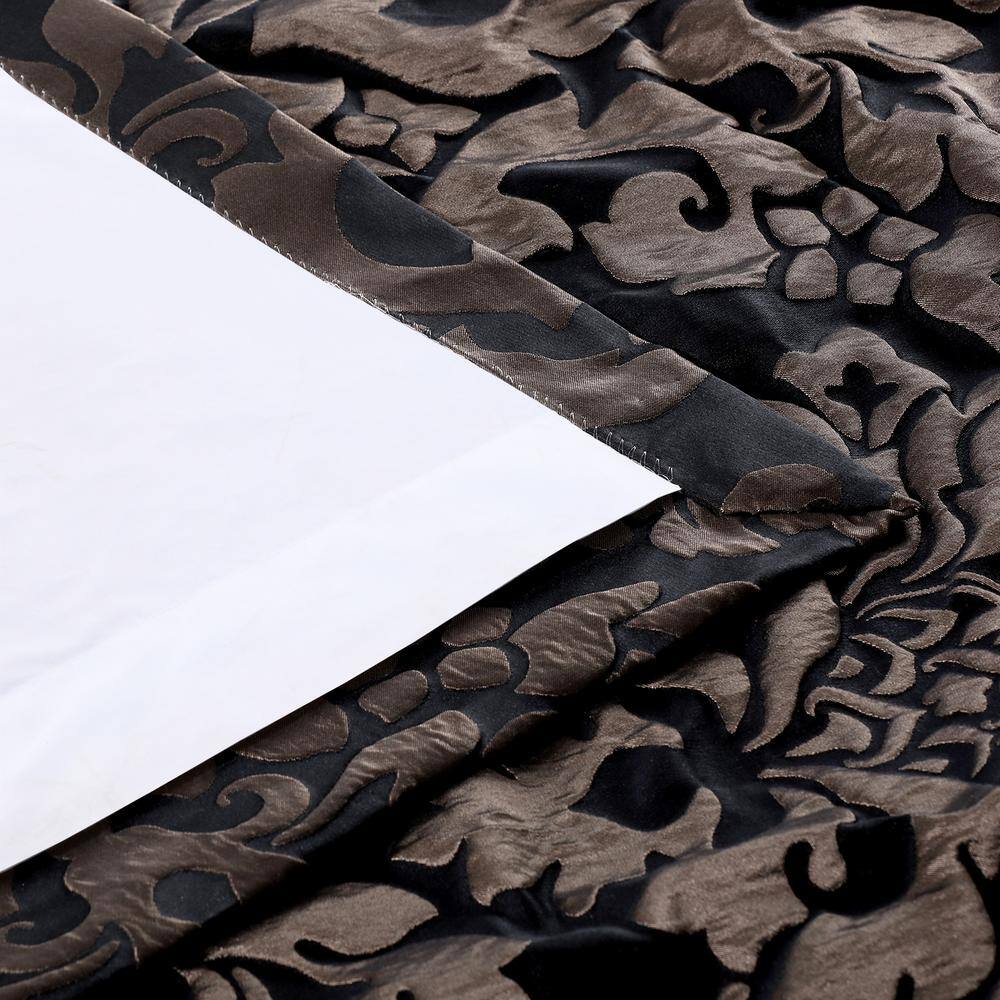 Astoria Black Faux Silk Room-Darkening Curtain Panel, 50 x 108