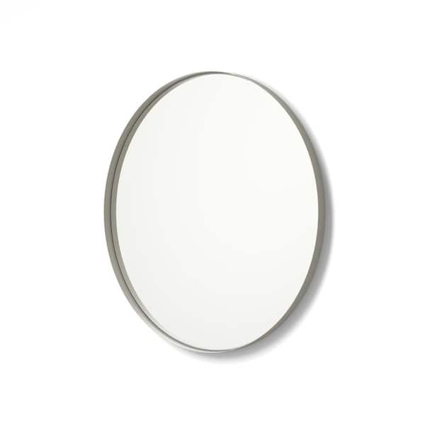 24 in. x 24 in. Metal Framed Round Bathroom Vanity Mirror in Nickel