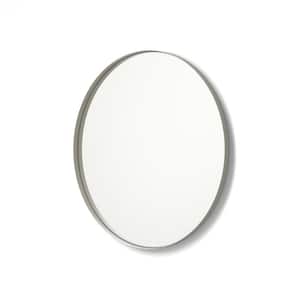 30 in. x 30 in. Metal Framed Round Bathroom Vanity Mirror in Nickel