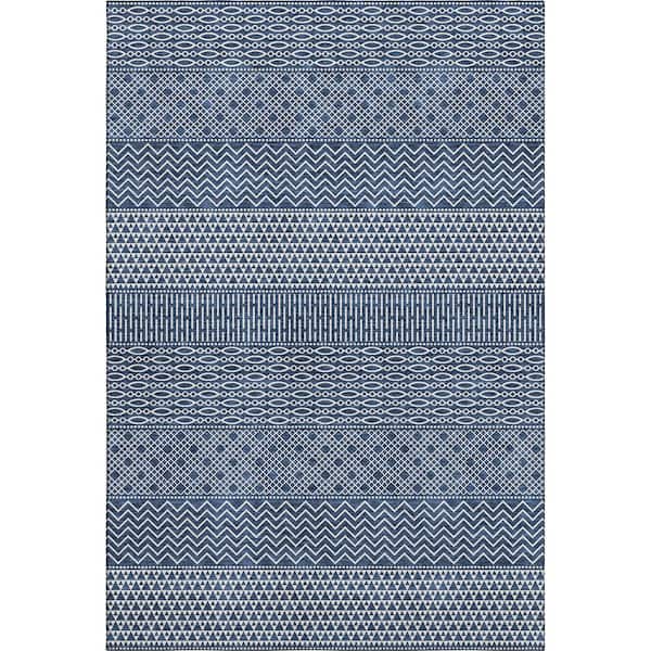 Addison Rugs Mayfield Premium Machine Washable Abstract AMF939 Navy 3 ft. x 4 ft. Area Rug