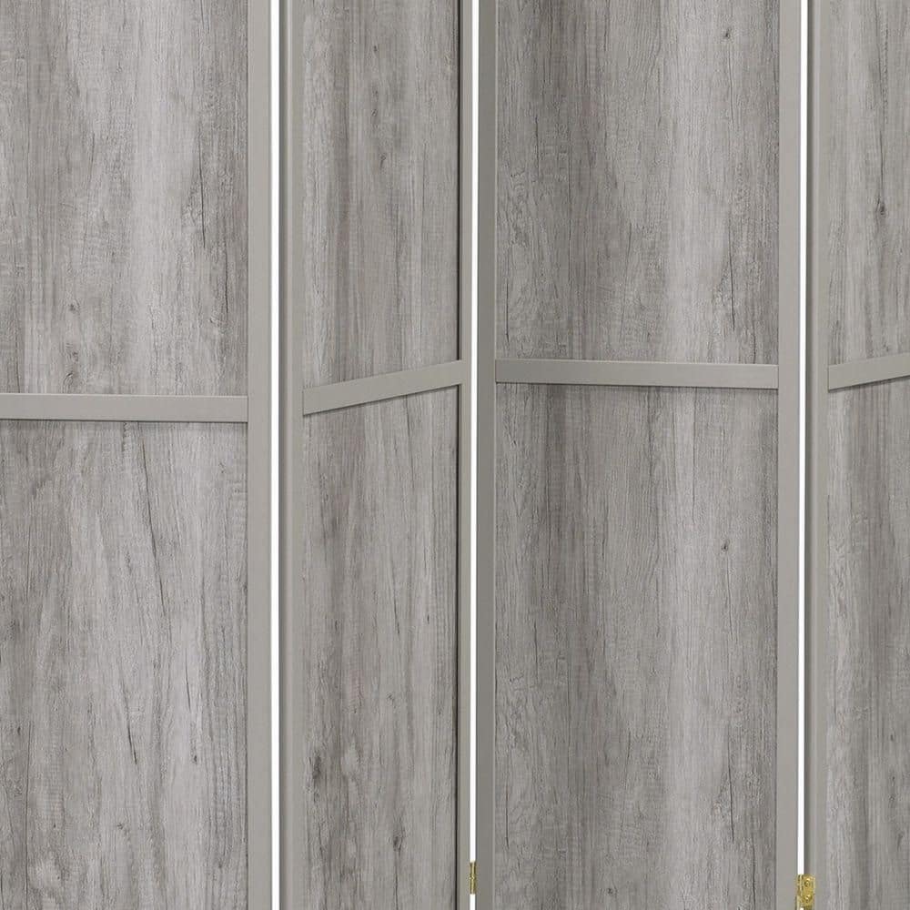 70 Inch Gray Wood 4 Panel Folding Screen Room Divider