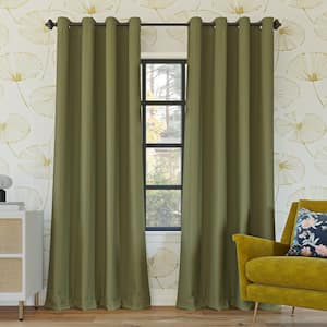 Oslo Theater Grade Sage Green Polyester Solid 52 in. W x 63 in. L Thermal Grommet Blackout Curtain