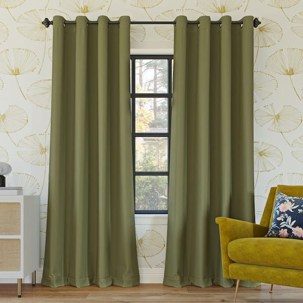 Sun Zero Oslo Theater Grade Sage Green Polyester Solid 52 in. W x 63 in. L Thermal Grommet Blackout Curtain