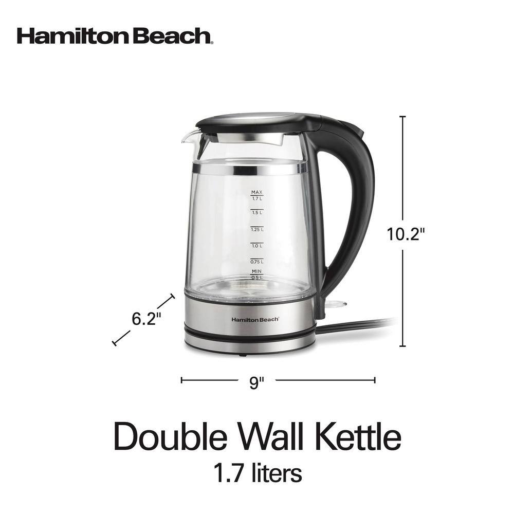 Hamilton Beach 1.7L Black and Stainless Steel Electric Kettle