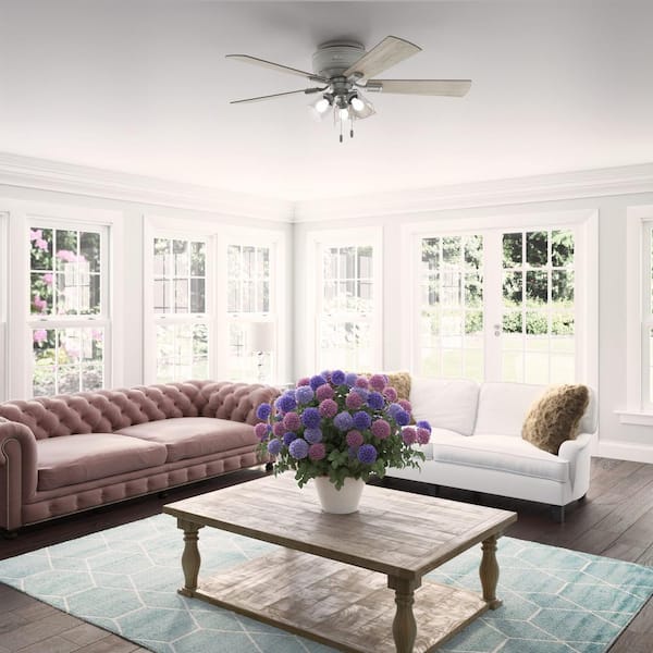 Hunter Crestfield 52 in. LED Indoor Matte Silver Ceiling Fan with Light Kit