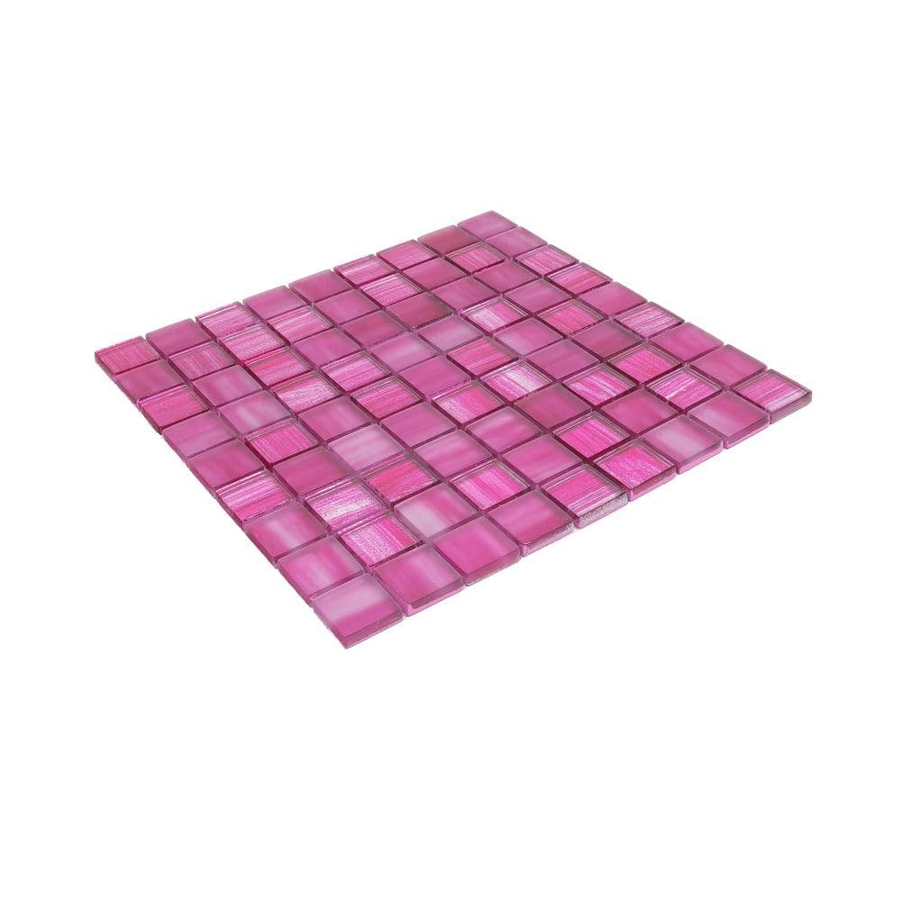 Nirvana Pink Polished Glass Mosaic Tile 12" x 12"