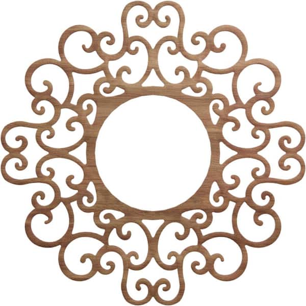 Ekena Millwork 0.375 in. x 28 in. x 28 in. Wood (Walnut) Medallion Moulding
