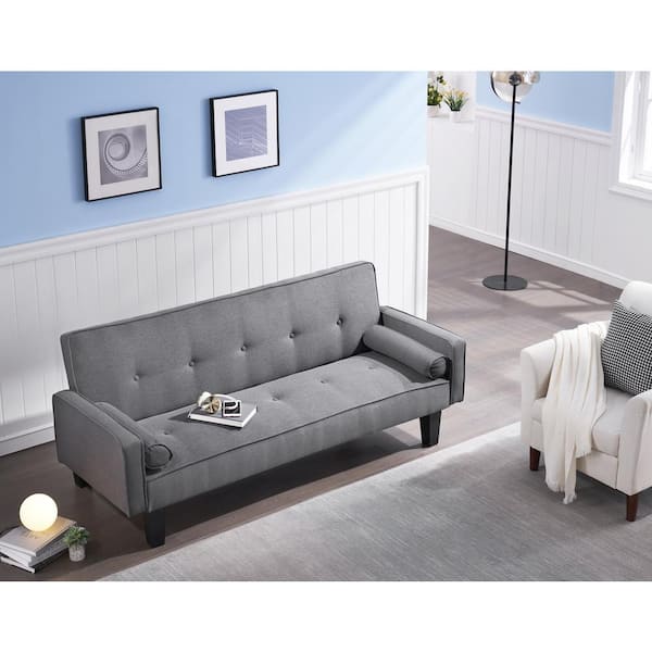 Z-joyee 72. in. Wide Dark Gray Linen Modern Twin Size Sofa
