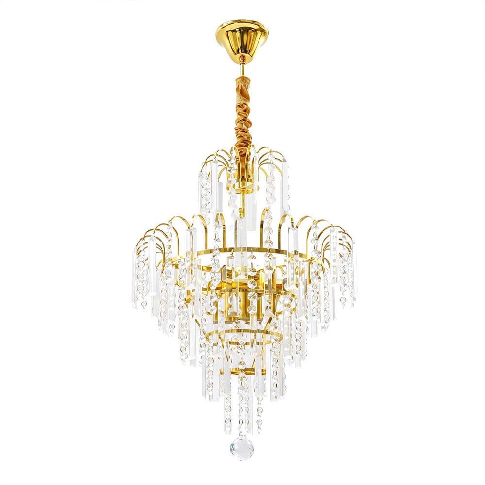 CDMTCElite35W930　CDMTC70W830 OUKANING 4-Light Modern Crystal Round Gold Pendant Light with K9
