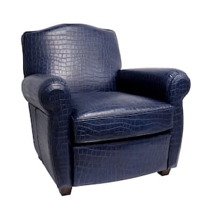 Palermo Blue Leather Wing Chair