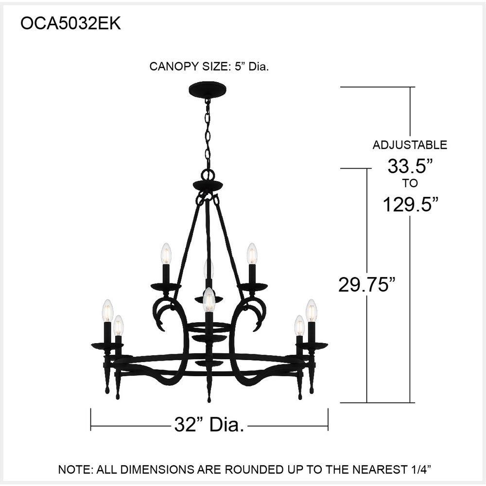 Octavia Black Iron 9-Light Candle Chandelier