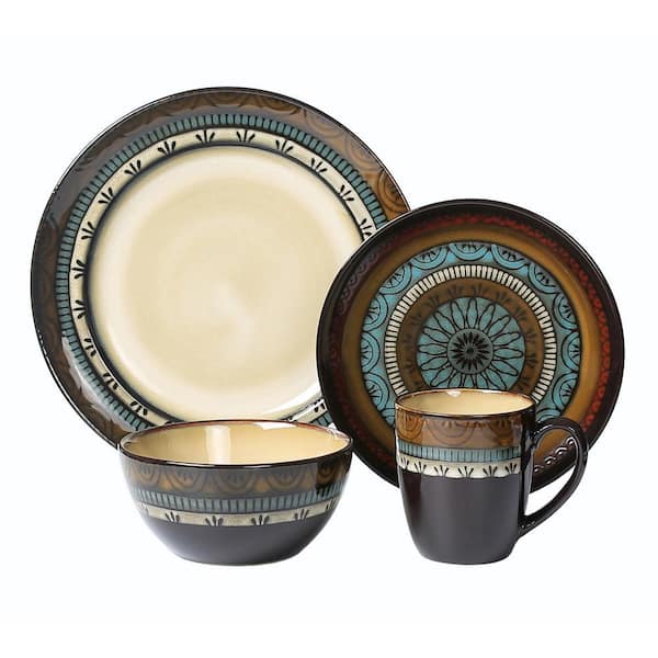 16-Piece Casual Shiny Finish Stoneware Dinnerware Set (Service for 4)