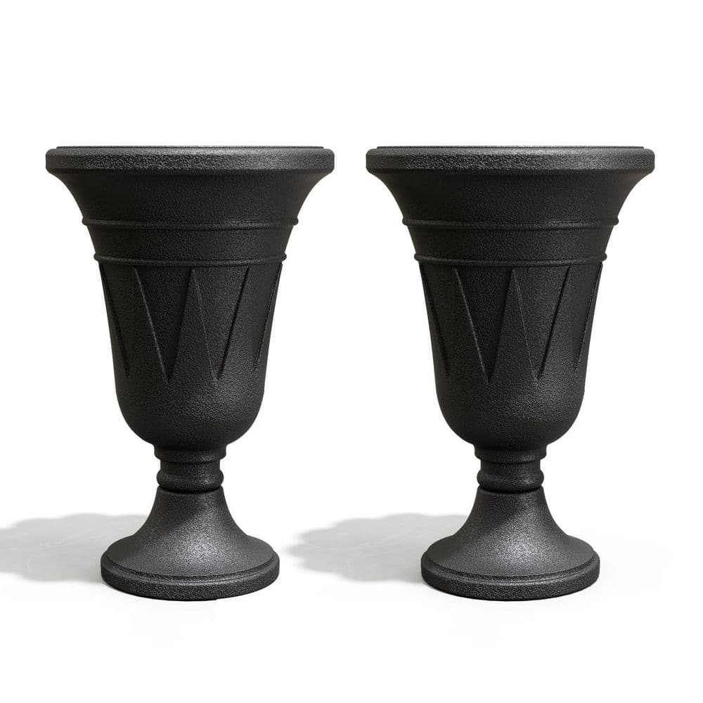 15.75 IN. W x 23.62 in. H Large Dot Black Plastic Planter Urns with Drainage Hole, Set of 2 price history on PriceWatchPro