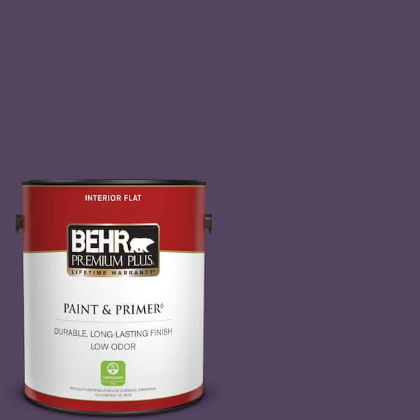 BEHR PREMIUM PLUS 1 gal. #S-H-670 Plum Flat Low Odor Interior Paint & Primer