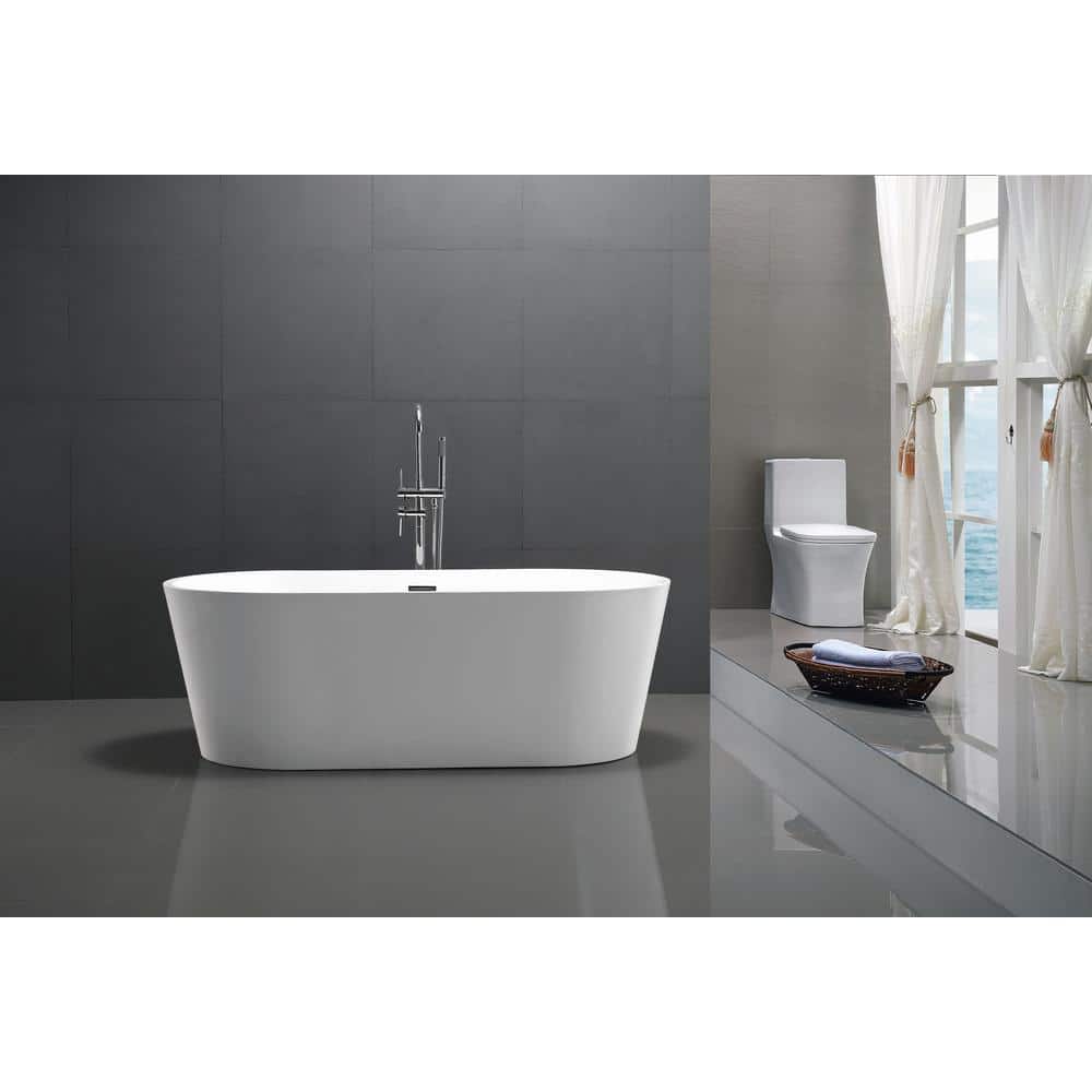 Chand Series 67'' White Freestanding Acrylic Bathtub