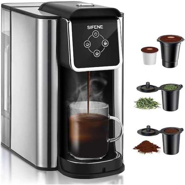 SIFENE KC101 8-Cups, 6-10 oz. Cup Sizes, Black Stainless Steel, Single Serve Coffee Maker, 50 oz. Removable Tank