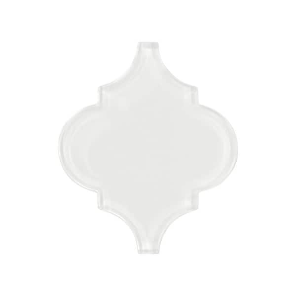 Arabesque Lantern White 6 in. x 6 in. Polished Glass Wall Mosaic Tile (0.25 sq. ft./Case)