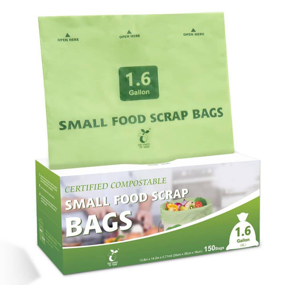 Compostable 1.6 Gal. Trash Bags, 150-Count, 6 L, Kitchen Food Scrap Bags for-Countertop Bin, EN13432 Certified price history on PriceWatchPro
