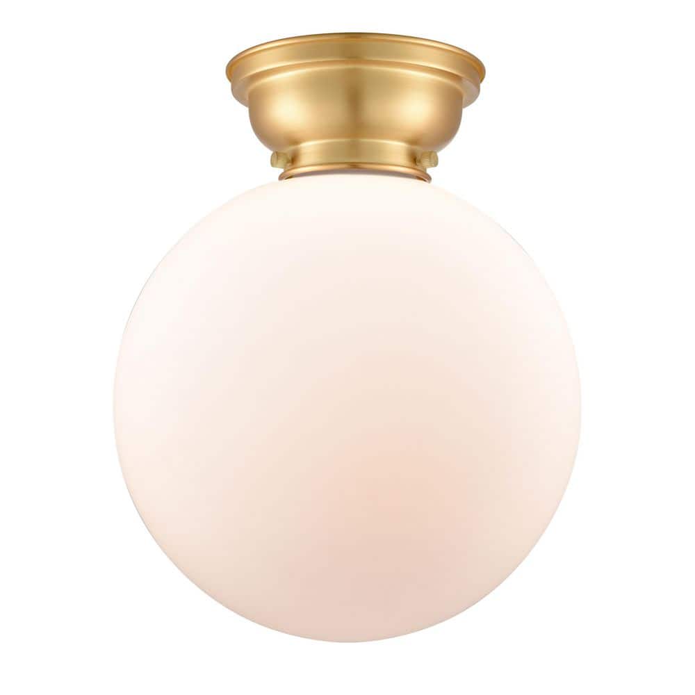 Beacon 12 in. 1-Light Satin Gold Industrial Flush Mount with Seeded Glass Shade price history on PriceWatchPro