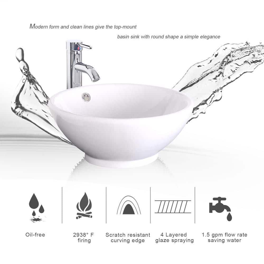 Gray MDF Single Sink Bath Vanity with White Ceramic Top and Chrome Faucet