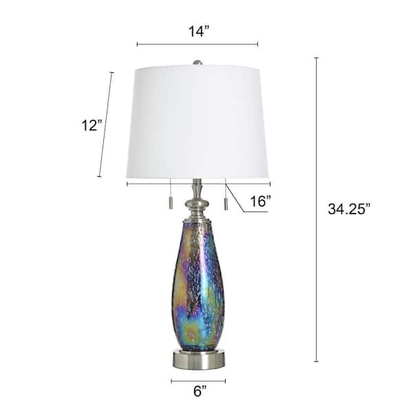 StyleCraft 34 in. Grey Contemporary Bedside Table Lamp for Living