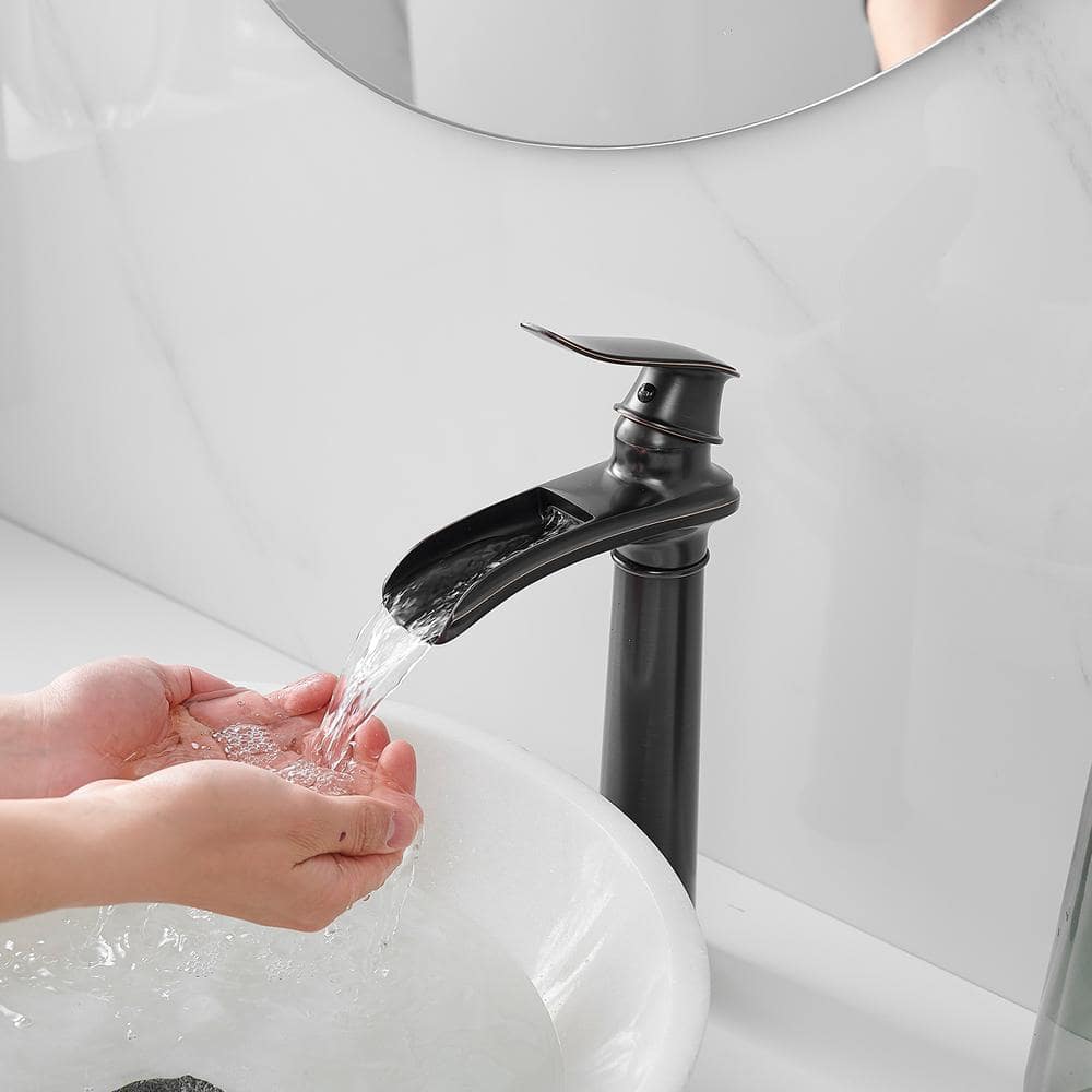 Oil-Rubbed Bronze Waterfall Bathroom Vessel Sink Faucet