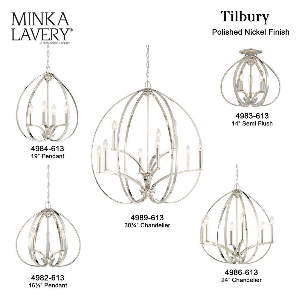 Polished Nickel 3-Light Semi Flush Mount Ceiling Fixture