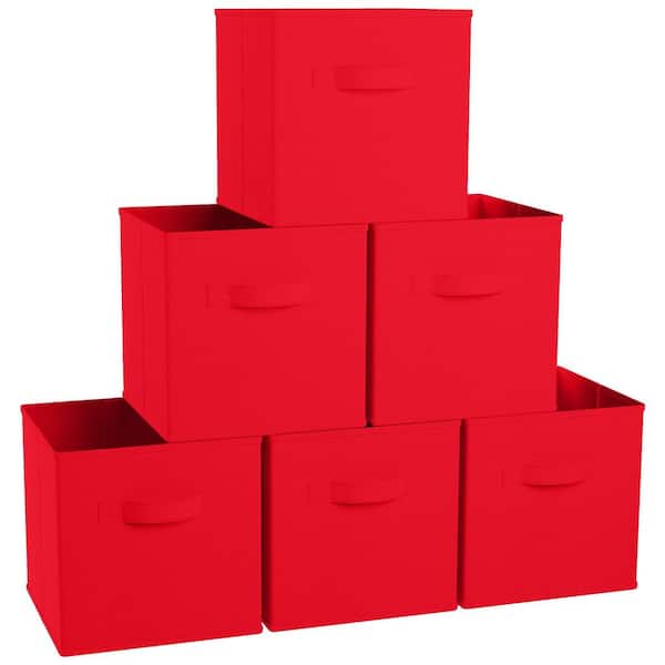 Ornavo Home 11 x 11 x 11, Red Cube Storage Bin 6 Pack