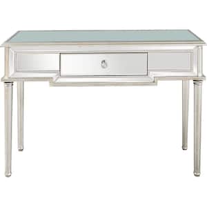 Morgan 48 in. Silver Rectangle Mirrored Glass Console Table with Drawer