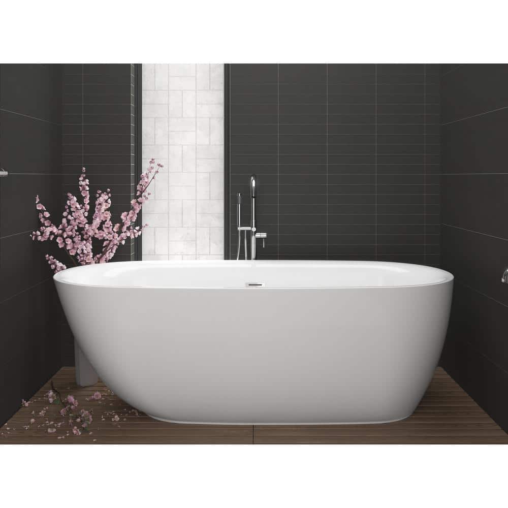 67'' White Acrylic Freestanding Soaking Bathtub
