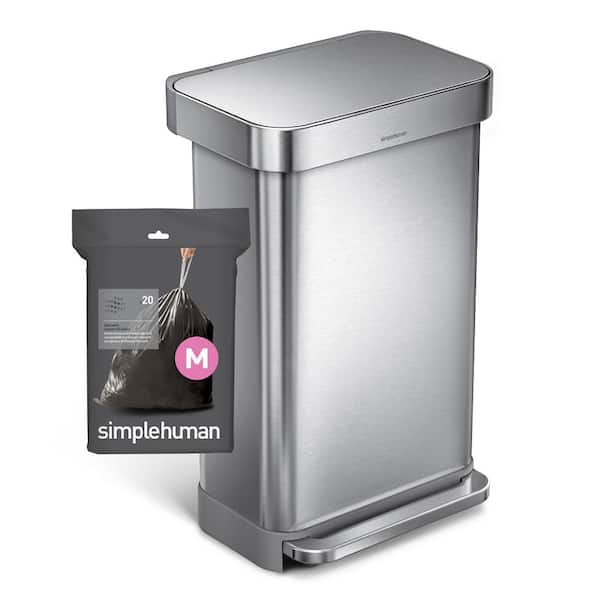 simplehuman Custom Fit Trash Garbage Bags Can Liners Refill Size/Code R, 20  Ct