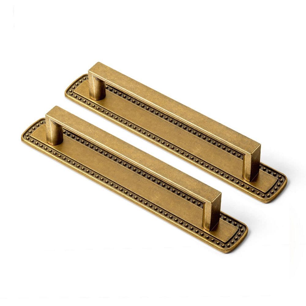 2-Pack 5 in. (128mm) Antique Brass Zinc Alloy Cabinet Pull with Riveted Bordered Backplate Drawer Bar Pull price history on PriceWatchPro