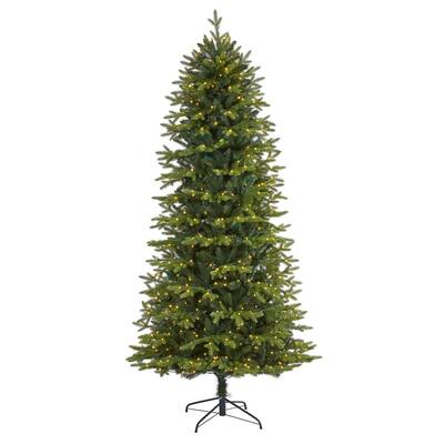 8 ft. Pre-Lit Belgium Fir Natural Look Artificial Christmas Tree with 650 Clear LED Lights