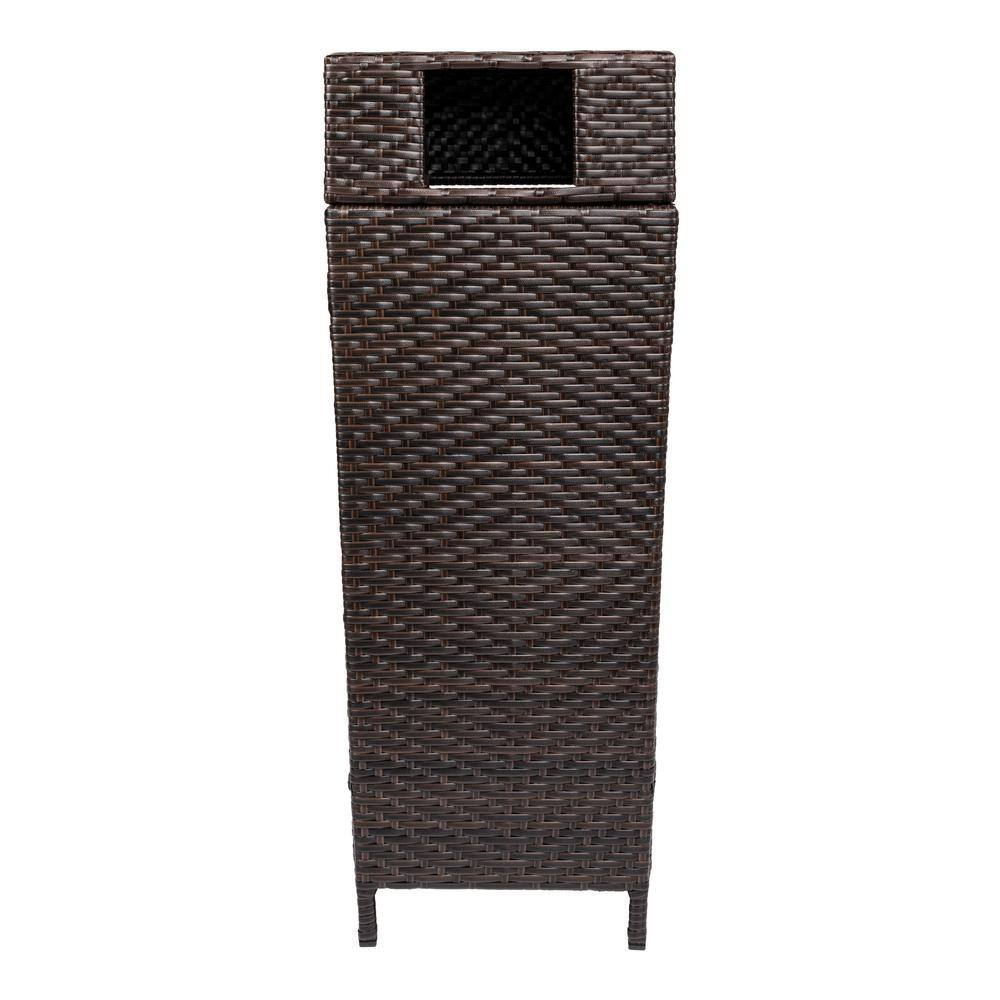 Keaton Brown 24.13-Gallon Wicker and Metal Outdoor Trash Can