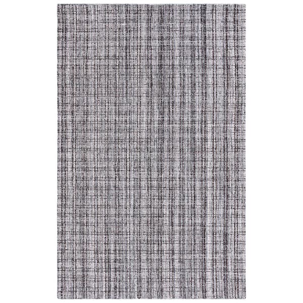 Abstract Gray/Brown 9 ft. x 12 ft. Modern Plaid Area Rug