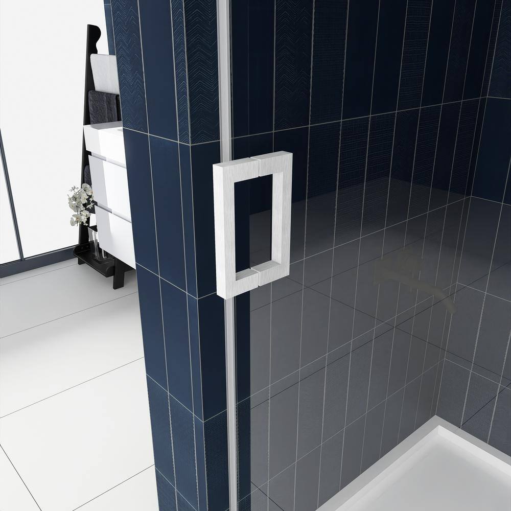 60'' W x 76'' H Brushed Nickel Frameless Sliding Shower Door with Clear Glass