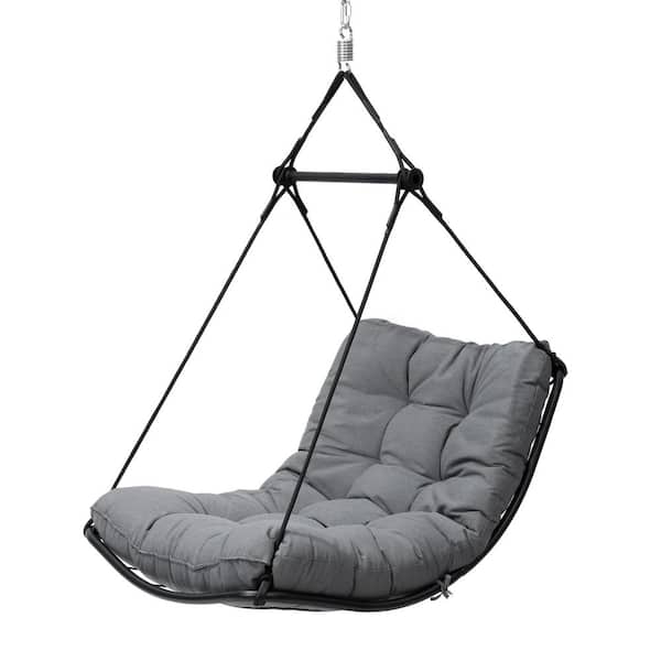 Crestlive Products 1-Person Metal Hammock Chair Porch Swing with Cushion in Gray