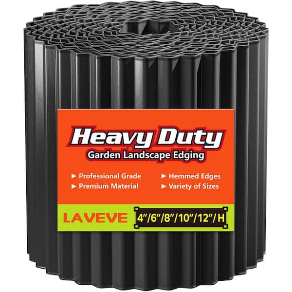 10 in. x 20 ft. Black Corrugated Metal Garden Edging Landscape Edging Border Lawn Flower Bed Garden Fence Paver Edging