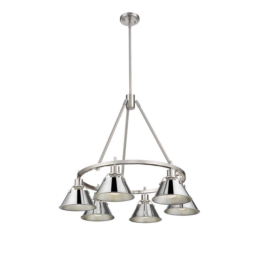 Golden Lighting Orwell 6-Light Pewter and Chrome Chandelier 3306-6 PW ...