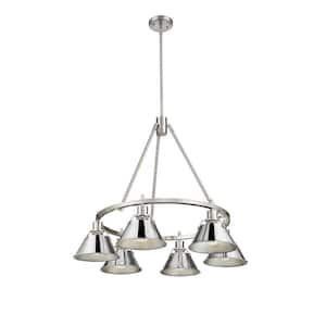 Orwell 6-Light Pewter and Chrome Chandelier