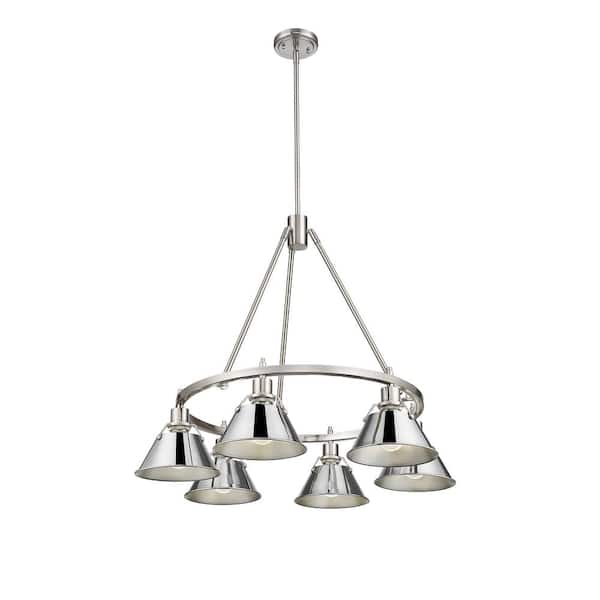 Golden Lighting Orwell 6-Light Pewter and Chrome Chandelier
